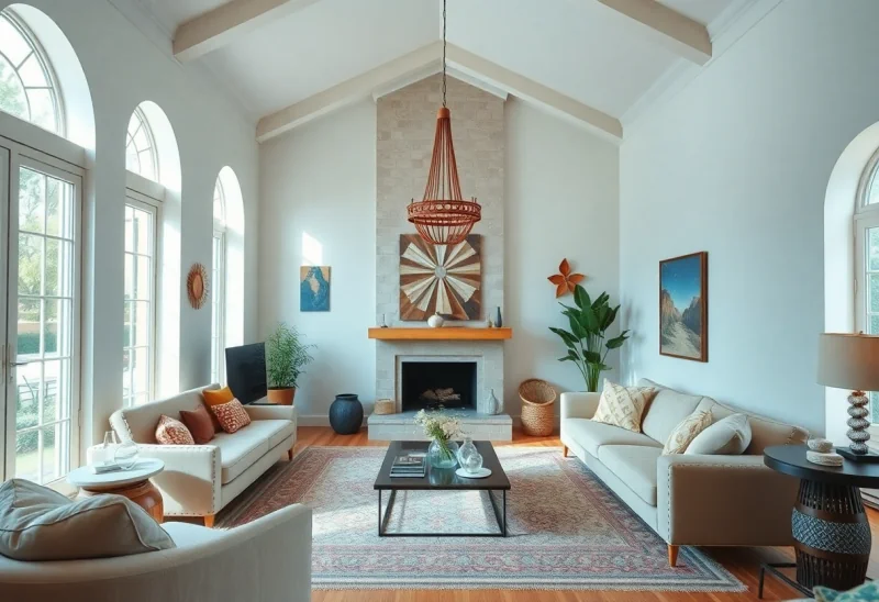 virtual staging for bohemian living room