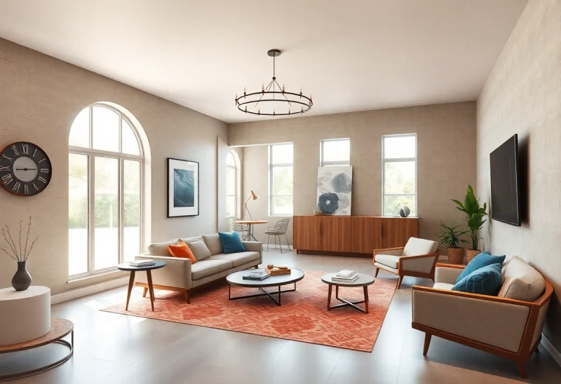 virtual staging for mid century modern basement