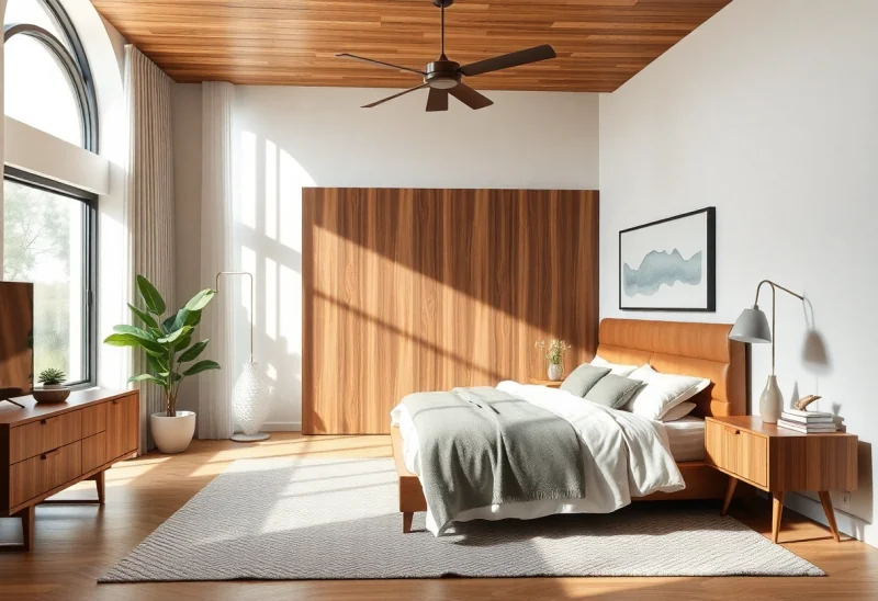 virtual staging for mid century modern bedroom