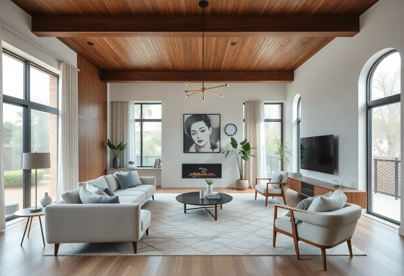 virtual staging for mid century modern living room