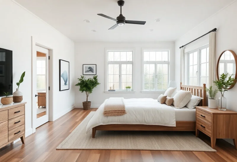 virtual staging for modern farmhouse bedroom