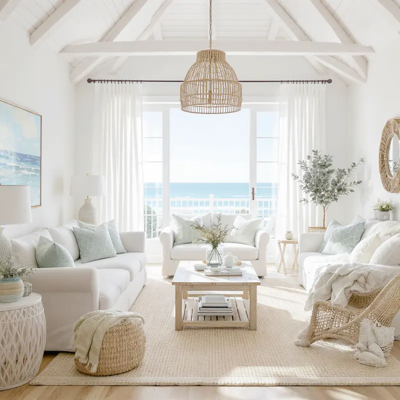 A room designed in the Coastal style using AInteriors interior design app.